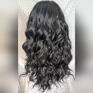 14” Black V-Part Wig Synthetic Natural Blend Wavy Style GWP Fast Shipping